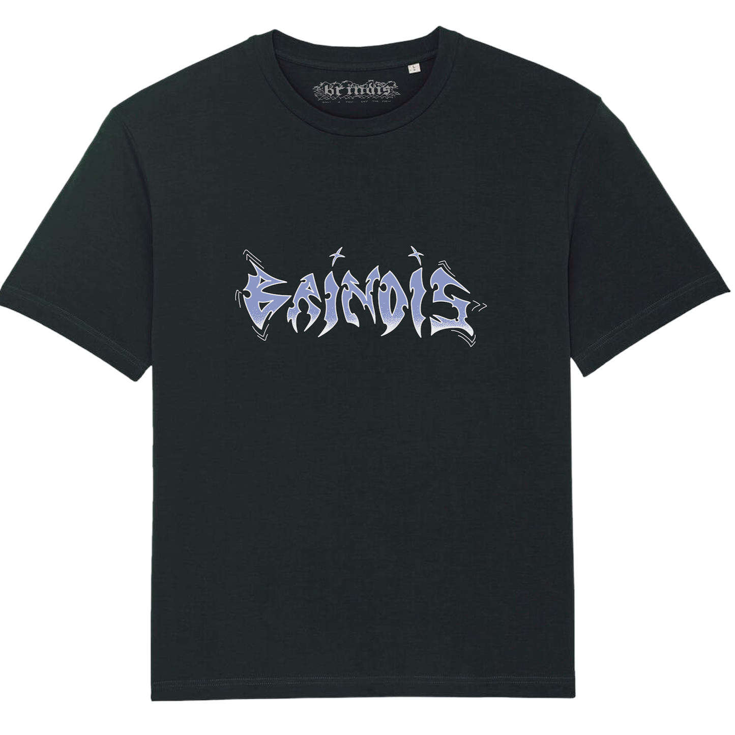 BLACK TEE ICE LETTERING